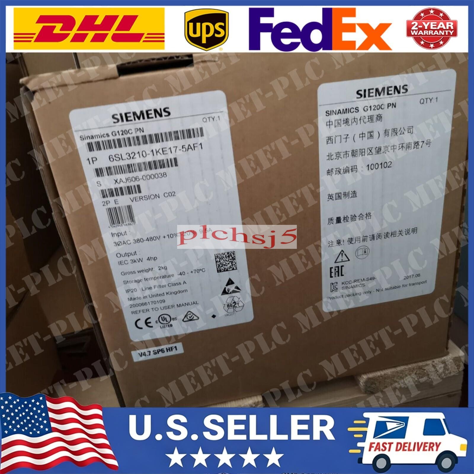 New Siemens 6SL3210-1KE17-5AF1 6SL32101KE175AF1 G120C RATED POWER 3,0KW