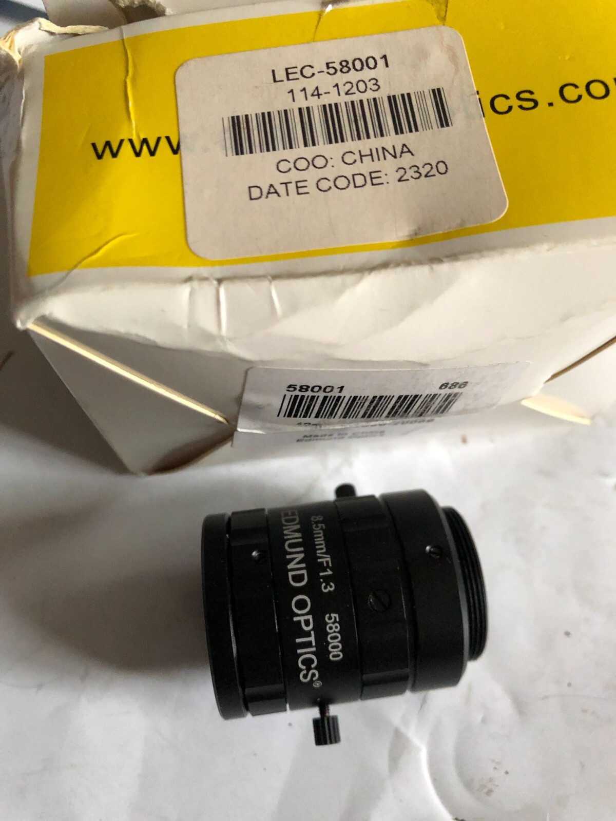COGNEX EDMUND OPTICS LEC-58001 12MM FIXED FOCAL LENGTH LENS,8.5MM/F1.3 58000, BT