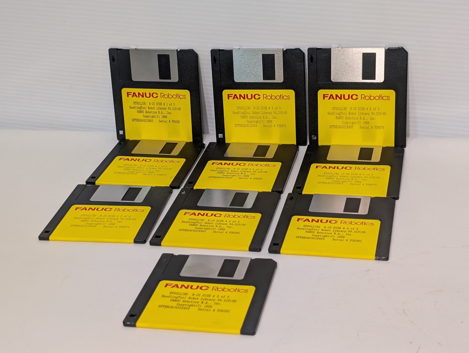 Fanuc HandlingTool Robot Library V4.21P/40 R-J2 Floppy Disks 1-5, 2 of Each