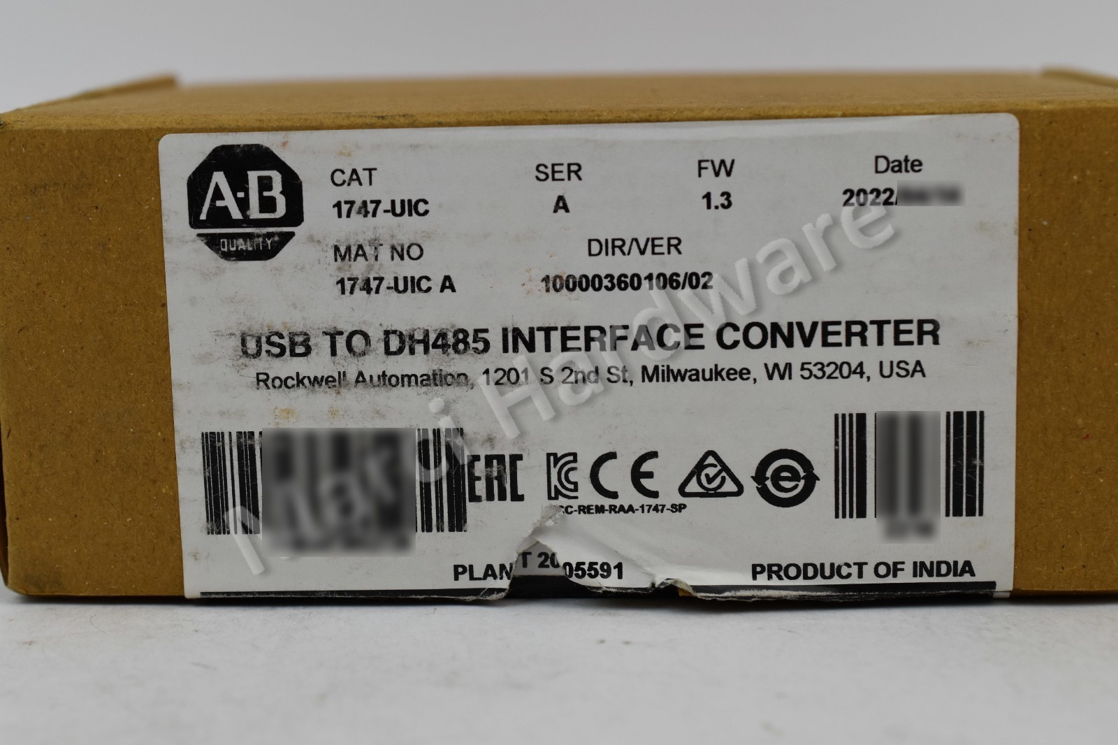 Open Box Allen Bradley 1747-UIC /A USB to DH-485/RS-232 Interface Converter
