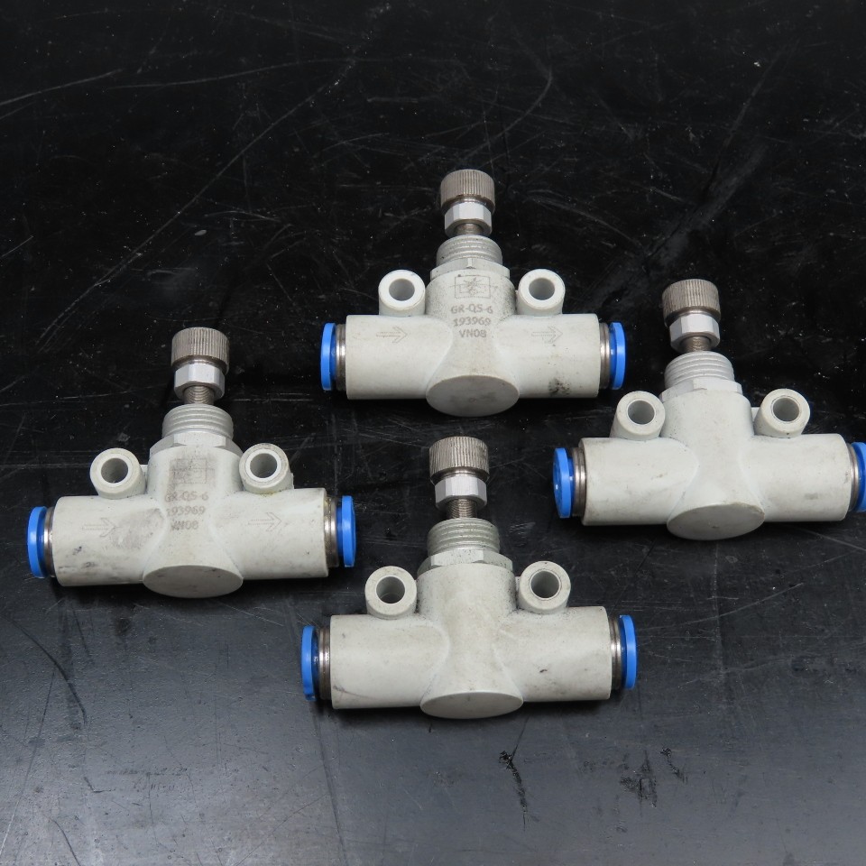 Festo GR-QS-6 6mm Push To Connect Inline Pressure Regulator Flow Control Lot/4