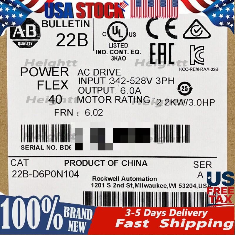 New 22B-D6P0N104 Allen-Bradley Powerflex 40 AC Drive 3.0Hp 2.2kW 22BD6P0N104