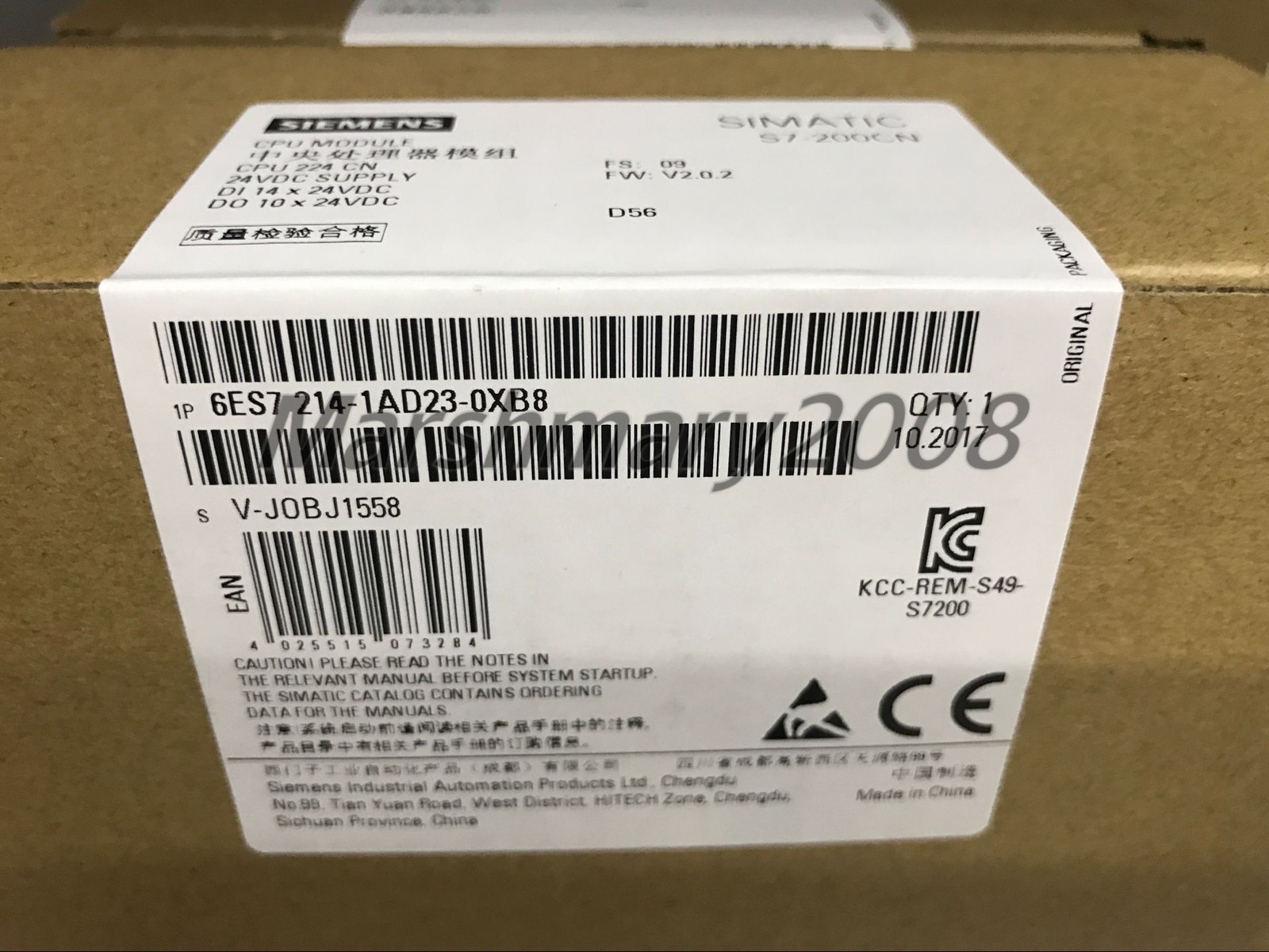 6ES7 214-1AD23-0XB8 1PC NEW SIEMENS S7-200 CPU224 6ES7214-1AD23-0XB8