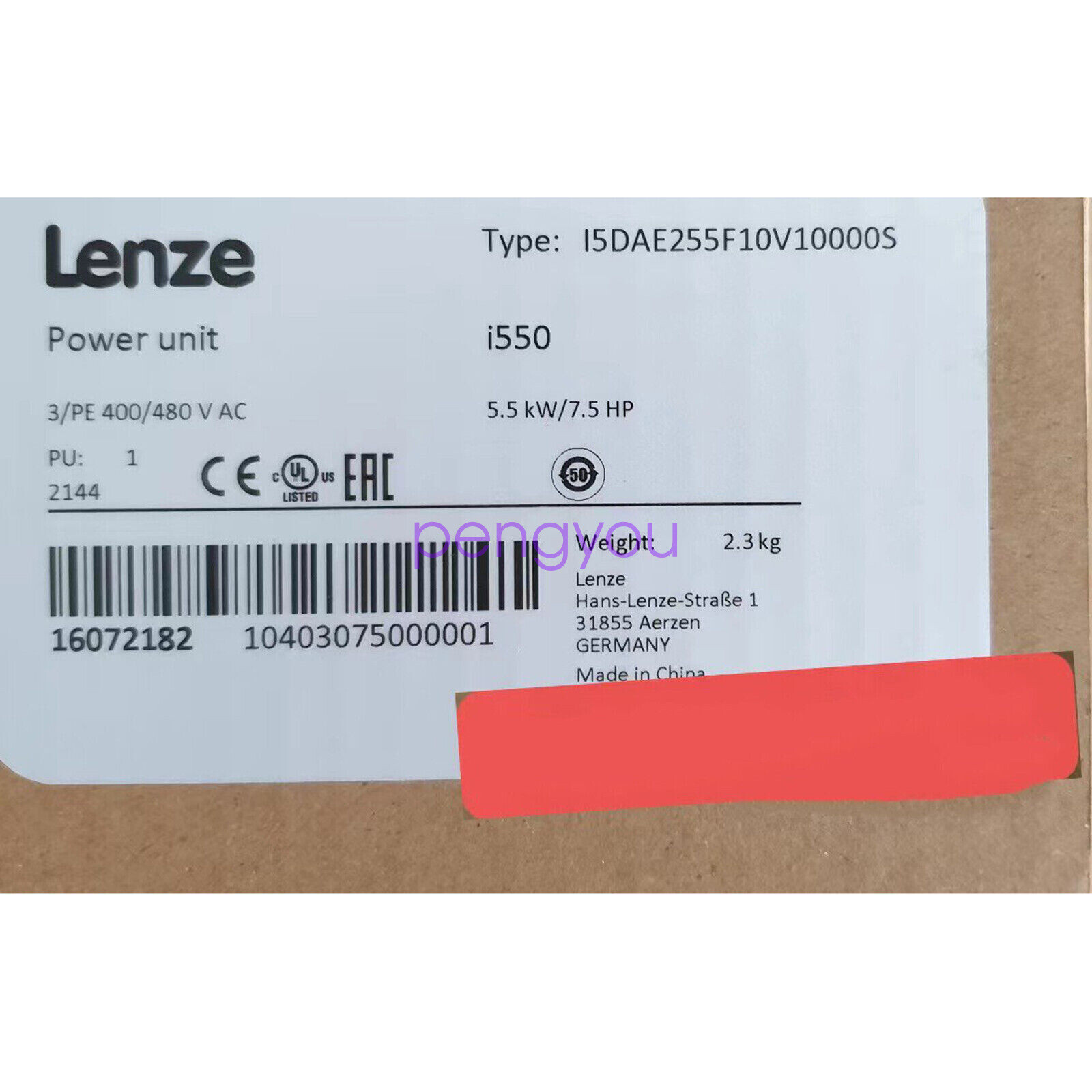 lenze Inverter I550 power unit 5.5kW I5DAE255F10V10000S Brand New DHL or FedEx