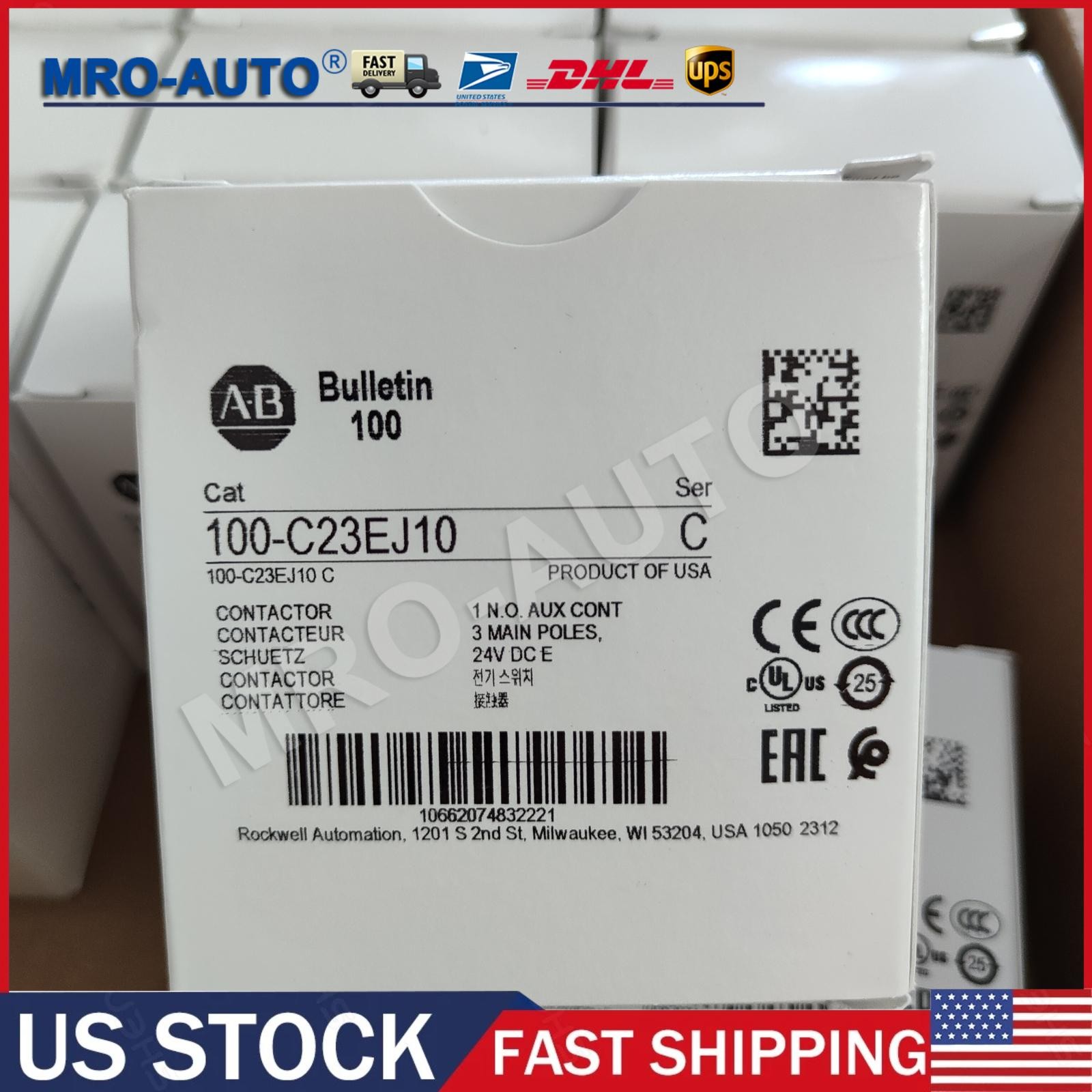 NEW ALLEN-BRADLEY IEC AB 100-C23EJ10 STANDARD CONTACTOR 23 AMP 24VDC US Free Tax
