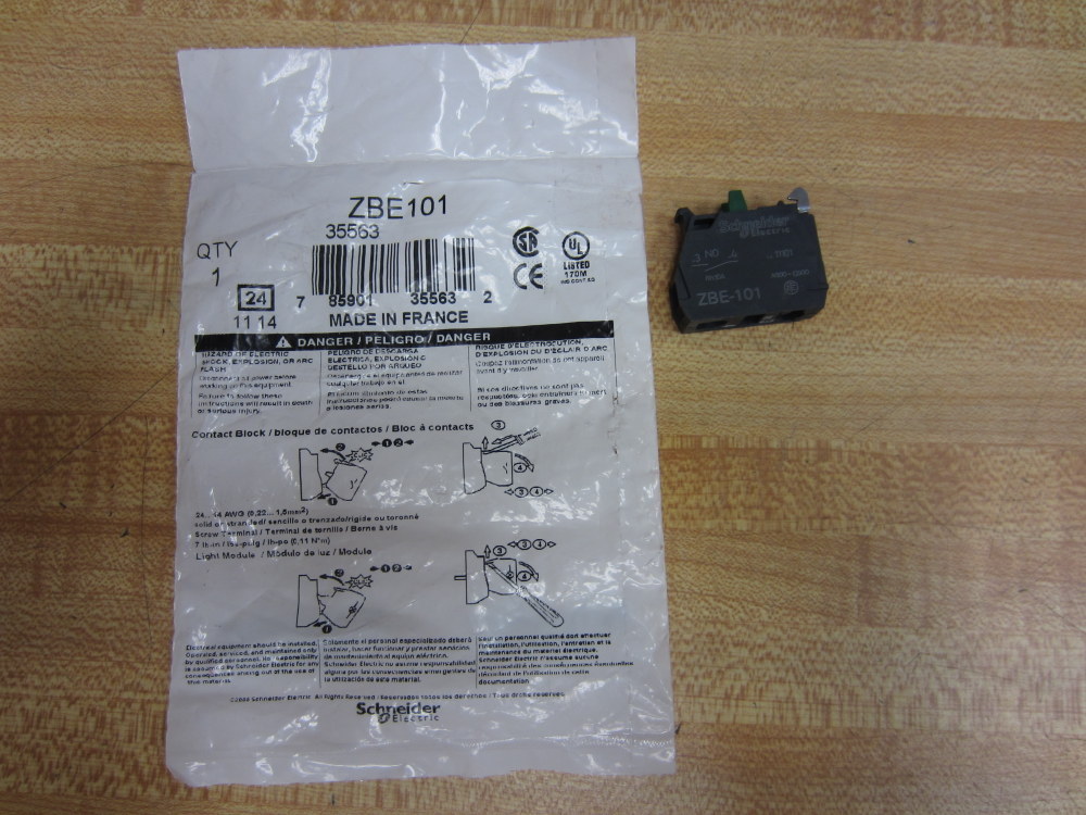 Telemecanique ZBE-101 Schneider Contact Block 35563 (Pack of 3)