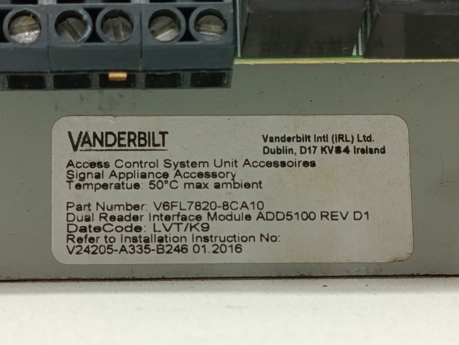 Vanderbilt V6FL7820-8CA10 / ADD5100 Rev.D1 WITH G13802BM-C-SRI-NASS 2 LOT