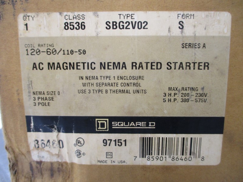 SQUARE D 8536SBG2V02S SER. A 110/120V NSMP
