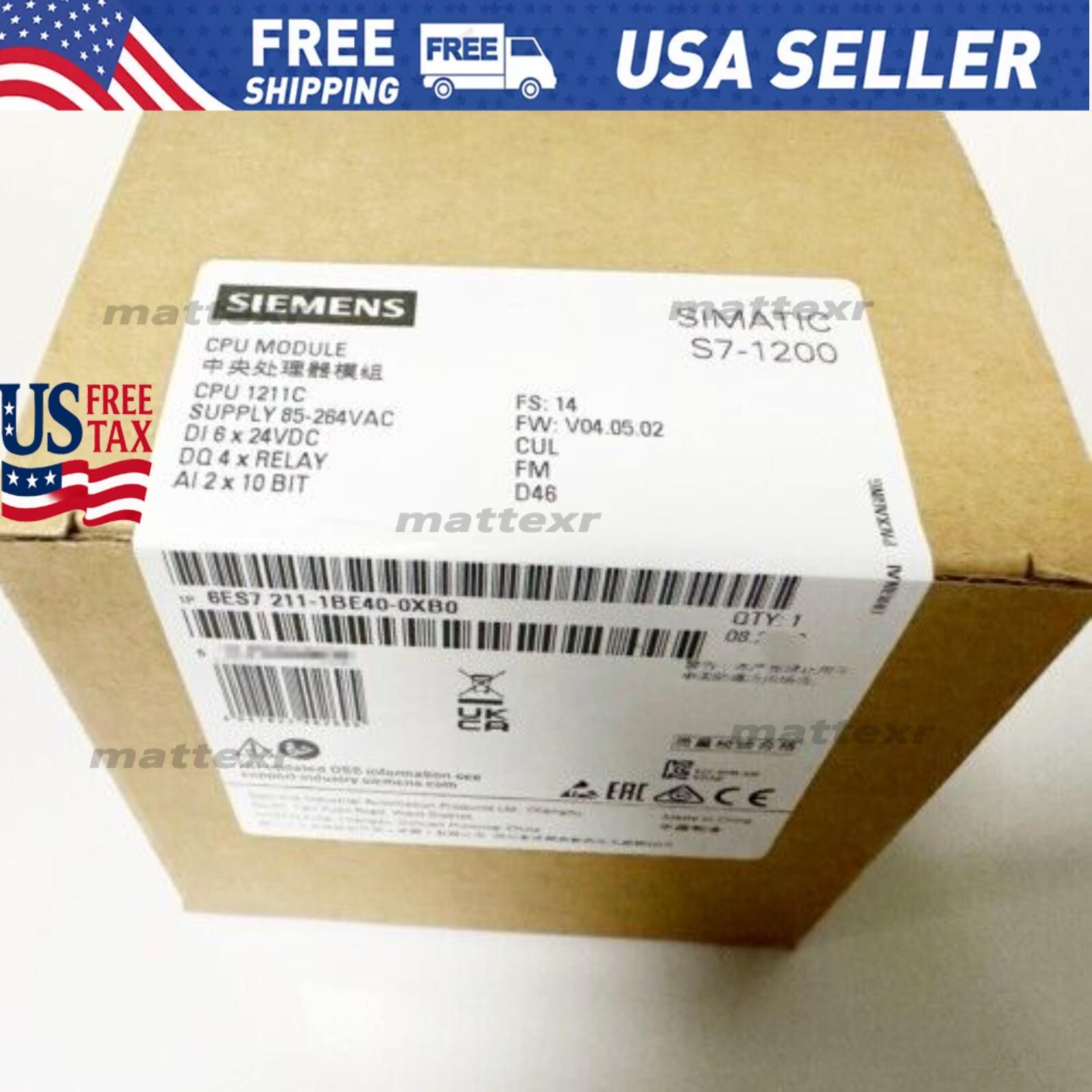 New Siemens 6ES7211-1BE40-0XB0 6ES72111BE400XB0 SIMATIC S7-1200 CPU 1211C