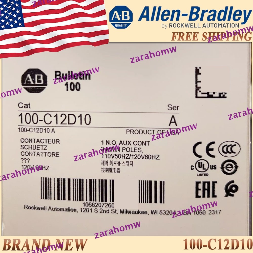 New AB 100-C12D10/A IEC 12A Contactor Screw Terminals Free Ship 100C12D10 serA