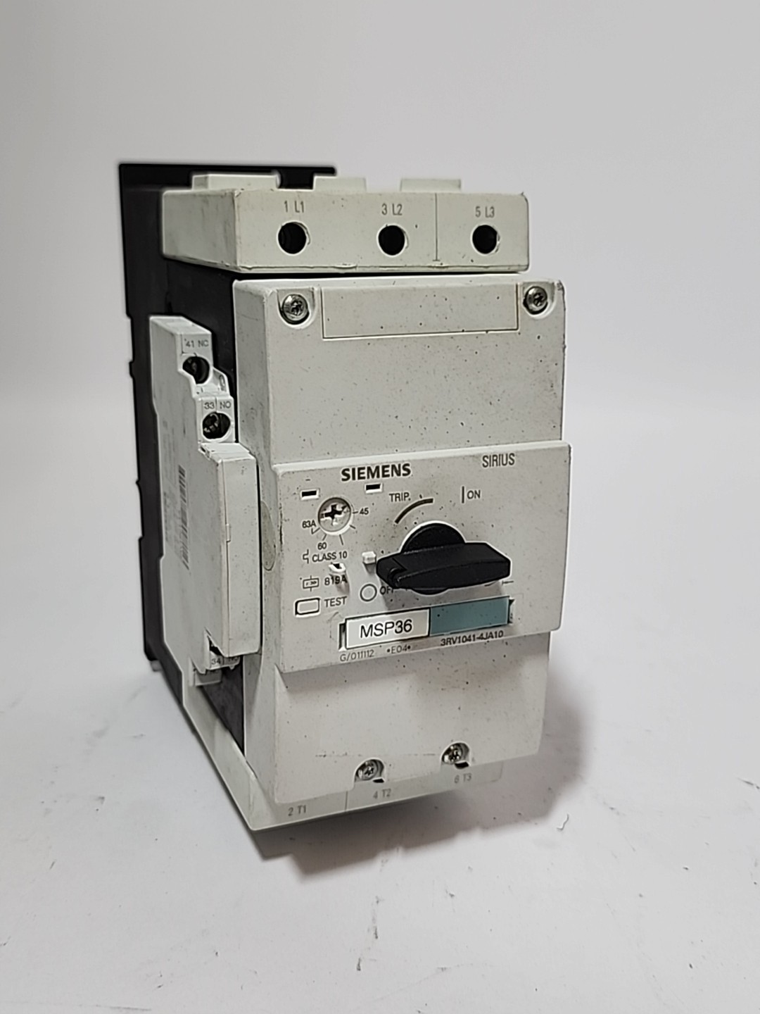 Siemens 3RV1041-4JA10 Motor Starter Protector with 3RV1901-1A Auxiliary Contact