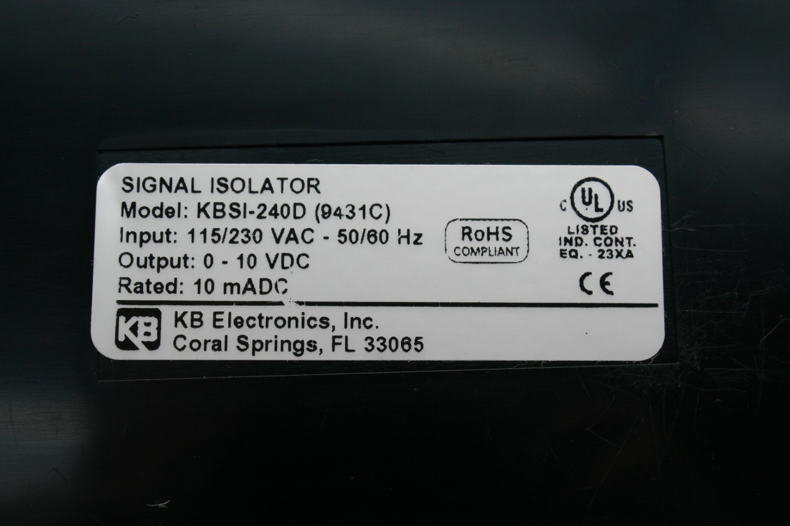 One (1) KB Electronics KBSI-240D (9431C) Signal Isolator