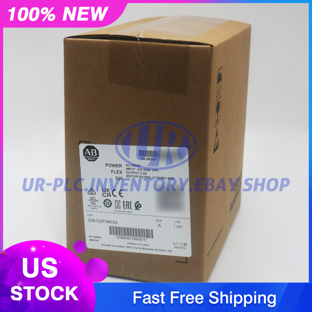New Sealed Allen Bradley AB 25B-D2P3N104 PowerFlex 525 0.75kW 1Hp AC Drive