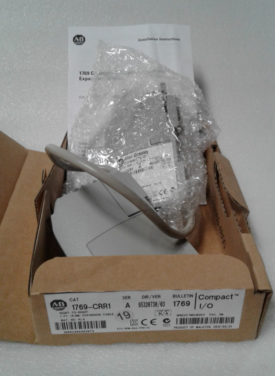 Allen-Bradley 1769-CRR1 Ser. A Compact I/O Right-To-Right 1 Ft. Cable – NEW NIB