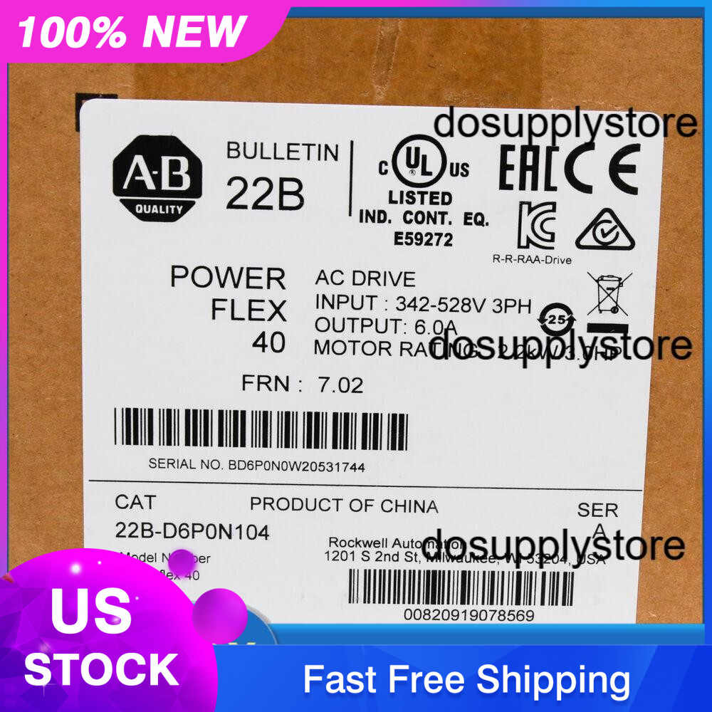 New AB 22B-D6P0N104 Powerflex 40 AC Drive 3.0Hp 2.2kW 22BD6P0N104 US Free Tax