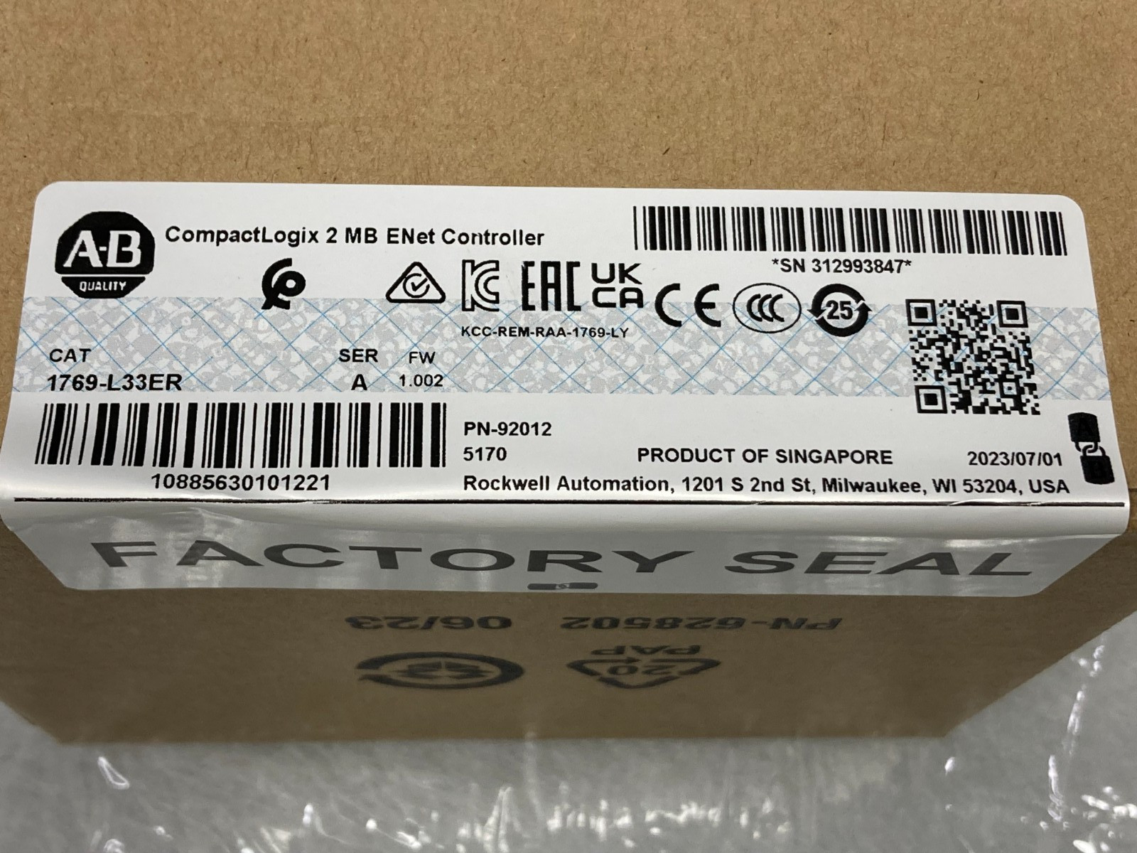 Original New AB 1769-L33ER 2MB ENet Controller 1769L33ER AB PLC Free Shipping US