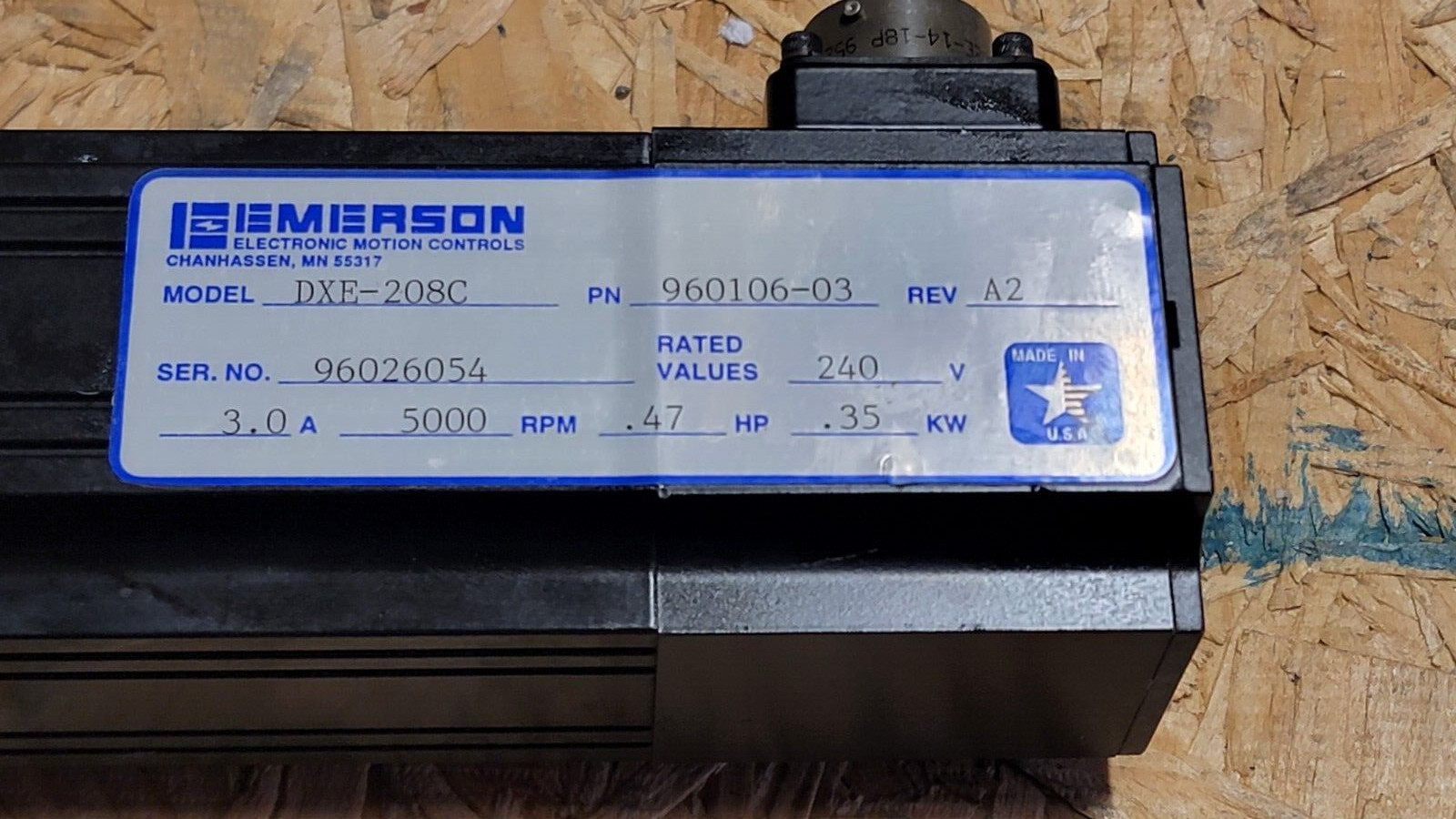 EMERSON DXE-208C /960106-03 REV. A2 240V 3.0A 5000RPM 0.47HP 0.35KW NEW OTHER
