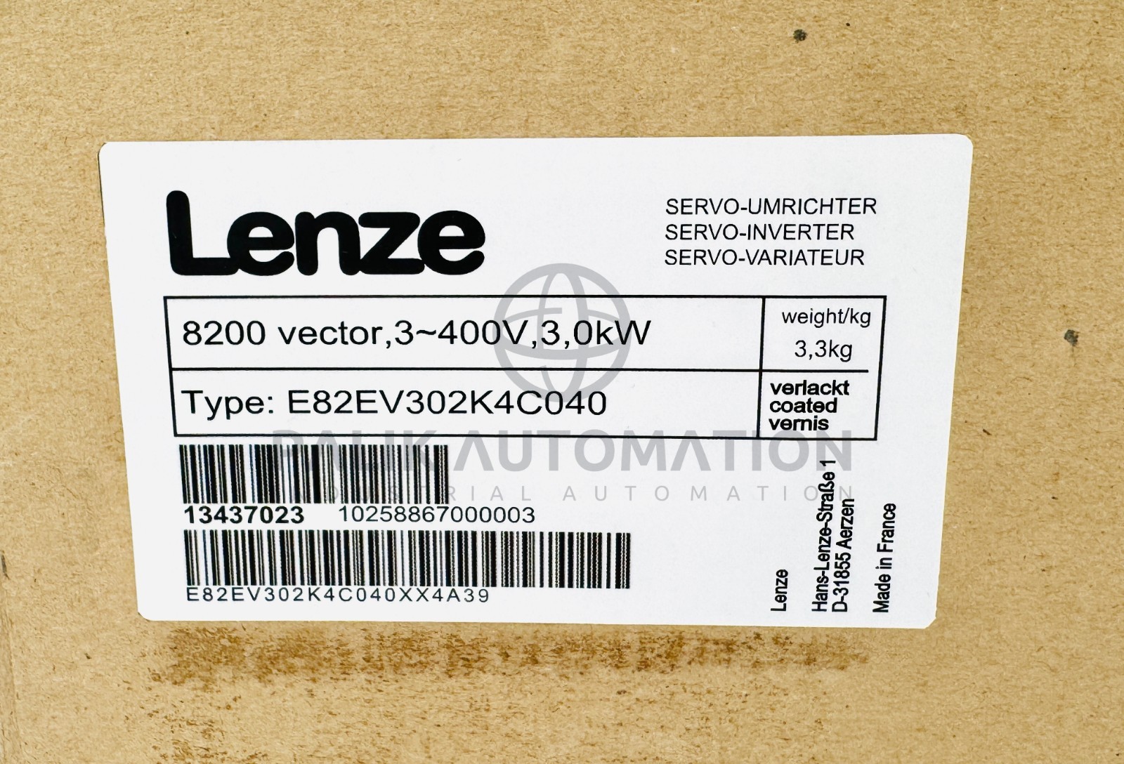 LENZE E82EV302K4C040 E82EV302_4C040 INVERTER 8200 SERIES 13437023 NEW