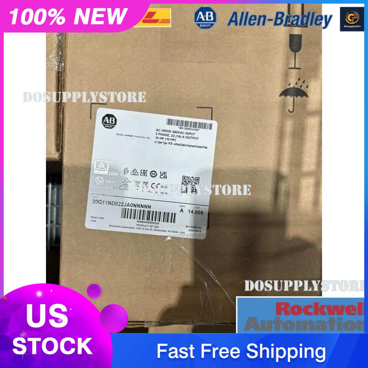 NEW Allen-Bradley 20G11ND022JA0NNNNN PowerFlex Air Cooled 755 AC Drive ~AD