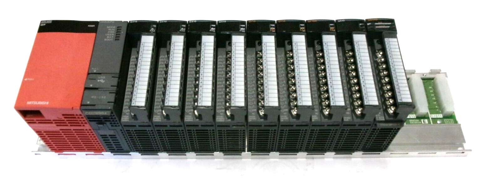 Mitsubishi BASE UNIT WITH Q02UCPU QX10 QY10 QY18A QX40 Q64AD Q61P SHIPS FAST USA