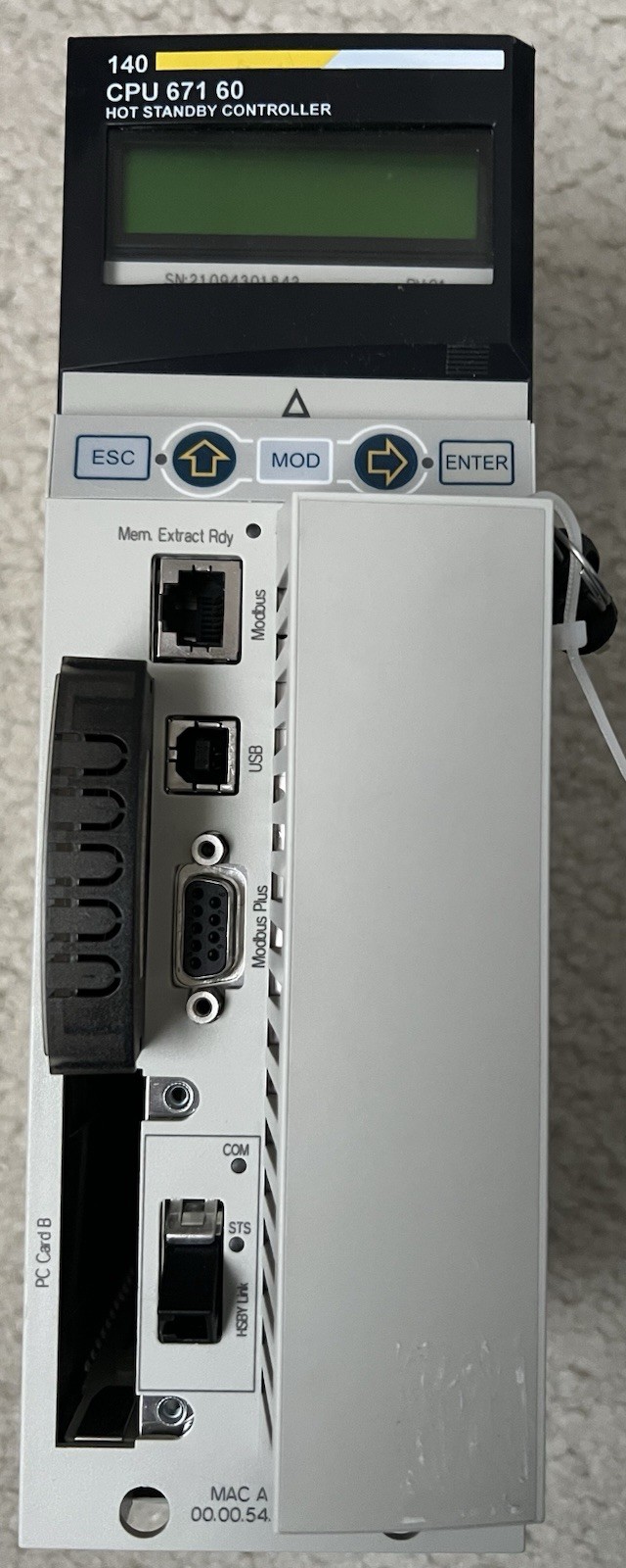 Schneider Electric 140CPU67160 Modicon Quantum Hot Standby Processor 1024K Unity