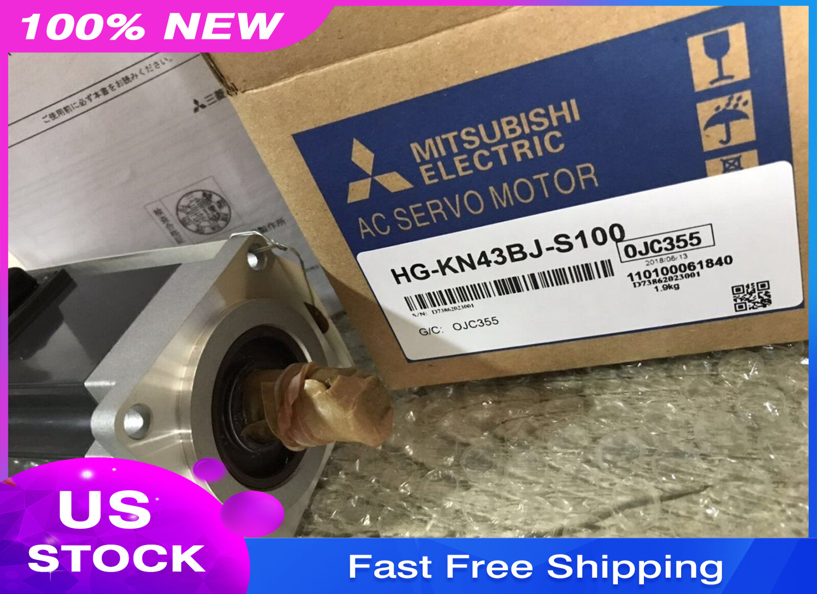 Mitsubishi HG-KN43BJ-S100 1PC New AC Servo Motor In Box Expedited Shipping