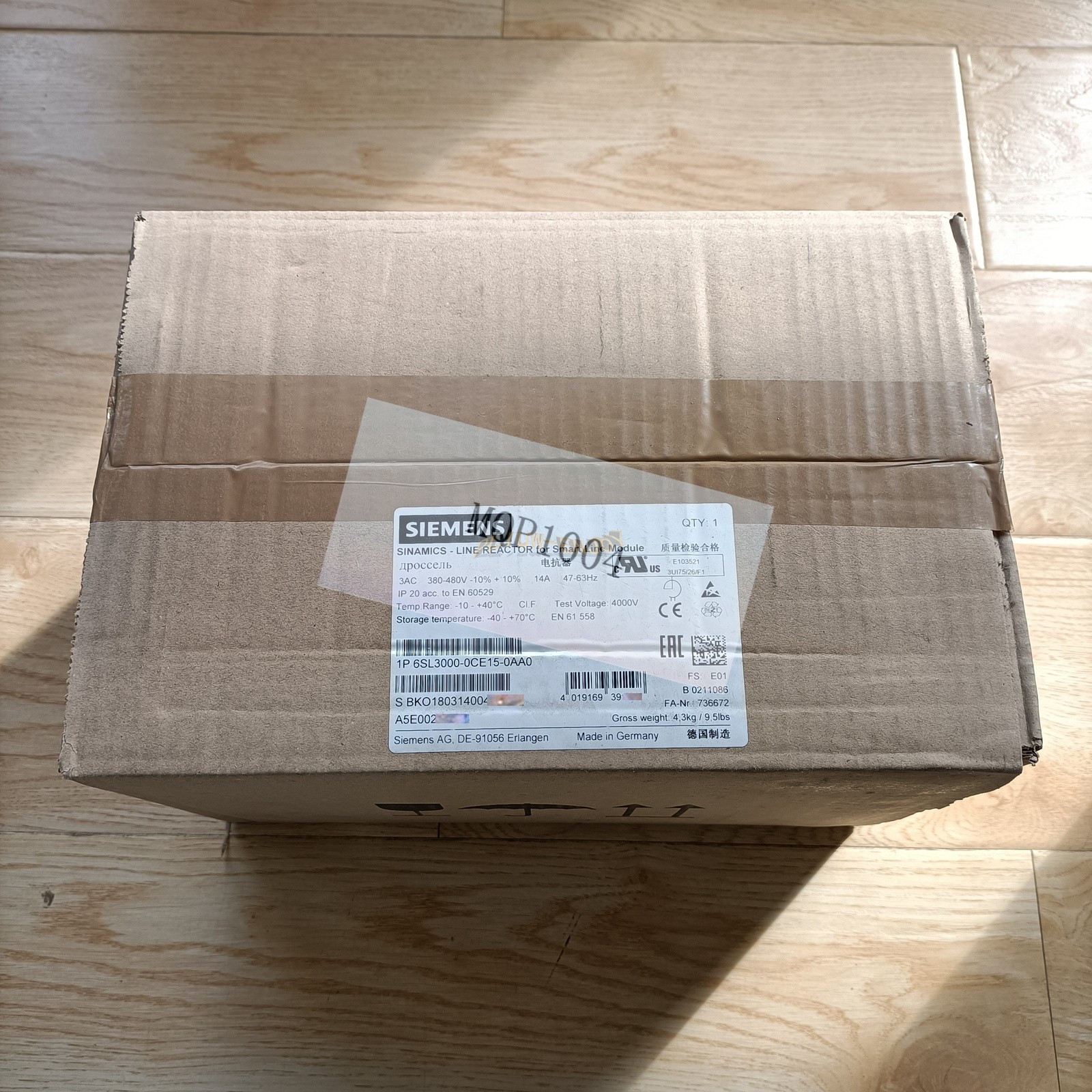 ONE Siemens 6SL3000-0CE15-0AA0 DROSSEL-LINE reactor NEW