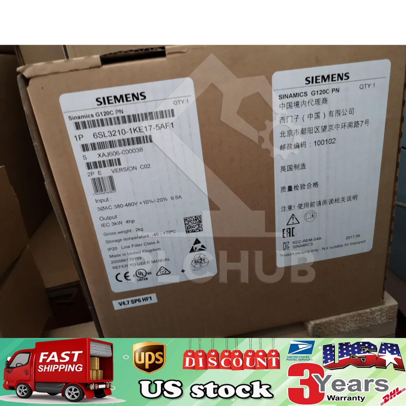 New Siemens 6SL3210-1KE17-5AF1 6SL32101KE175AF1 G120C RATED POWER 3,0KW