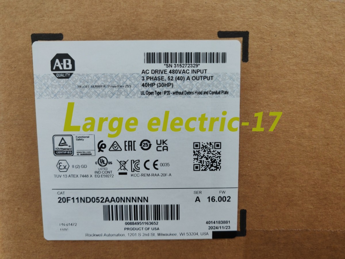 New AB 20F11ND052AA0 Allen-Bradley 20F11ND052AA0NNNNN PowerFlex 753 AC Drive