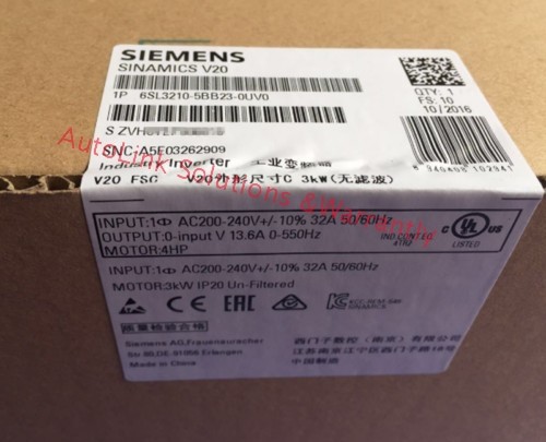 6SL3 210-5BB23-0UV0 NEW SIEMENS 6SL3210-5BB23-0UV0 V20 Rated Power 3.0 kW