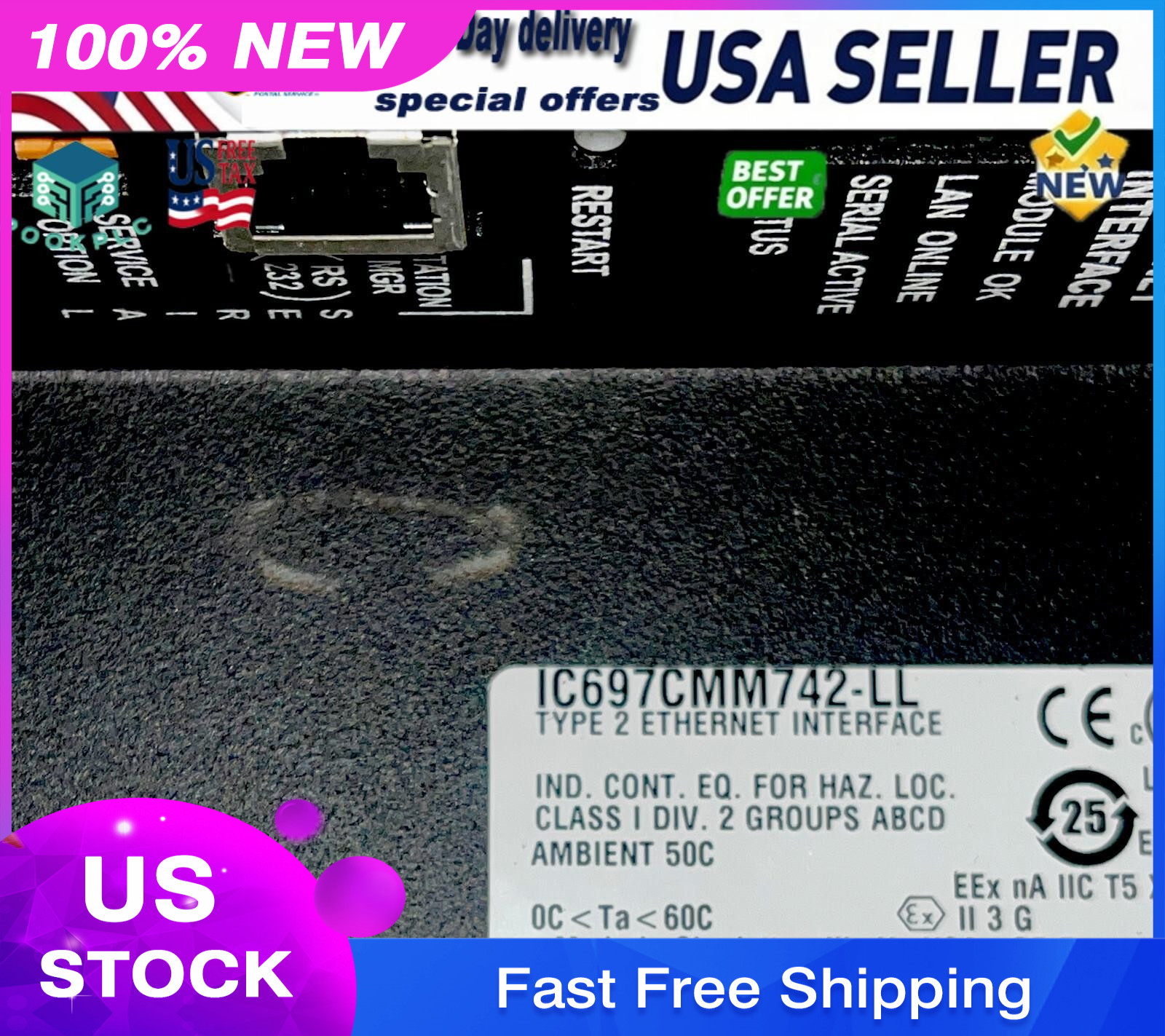 Fanuc IC697CMM742 IC697CMM742-LL Series Ethernet Interface Module US Free TAX