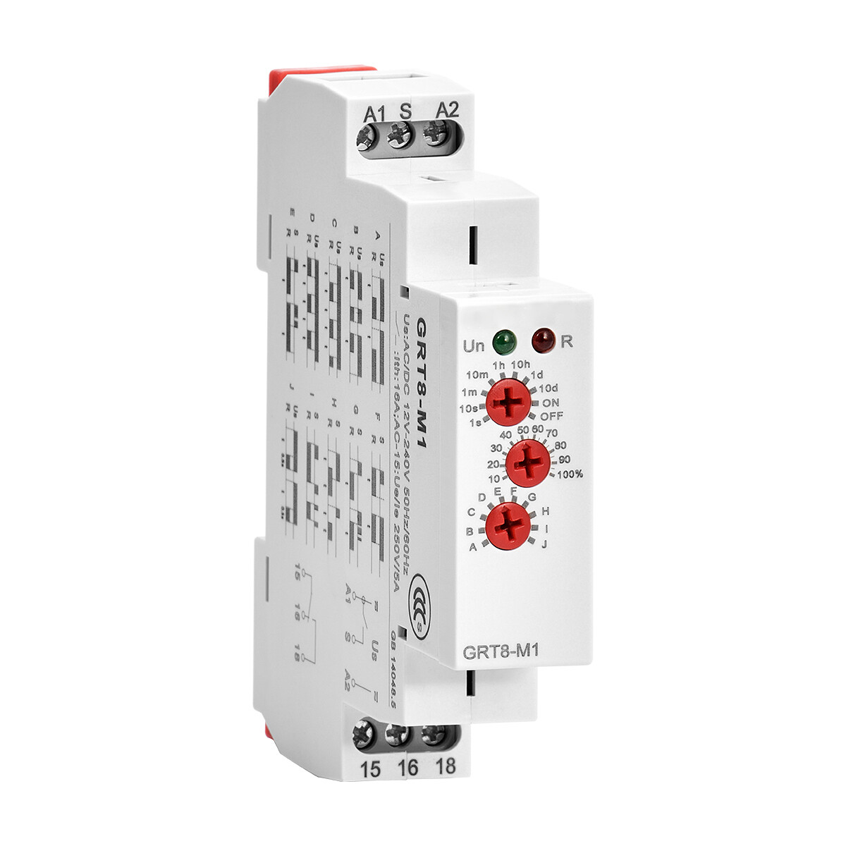 Multifunctional Delay Time Relay GRT8-M1 DIN Rail AC/DC 12V-240V 10 Functions