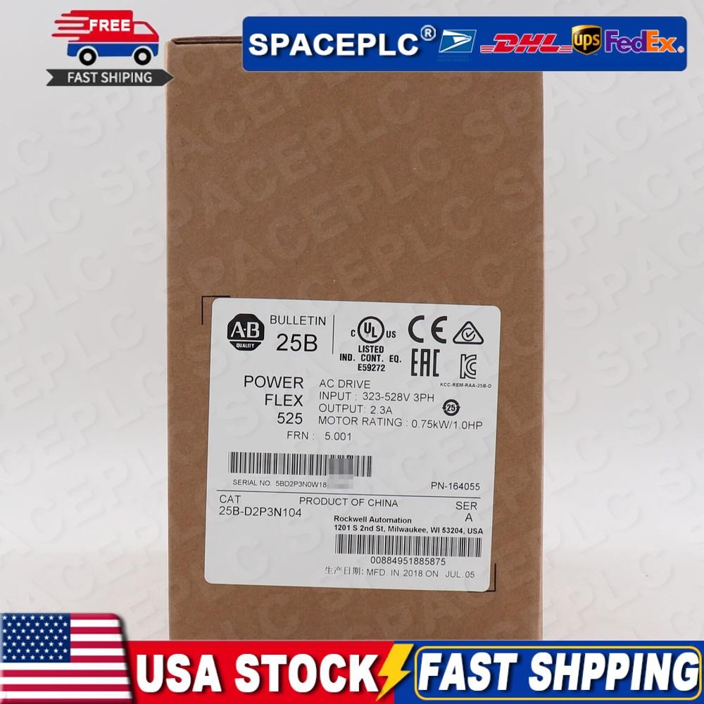 1pc new Allen-Bradley AB 25B-D2P3N104 PowerFlex 525 0.75kW 1Hp AC Drive