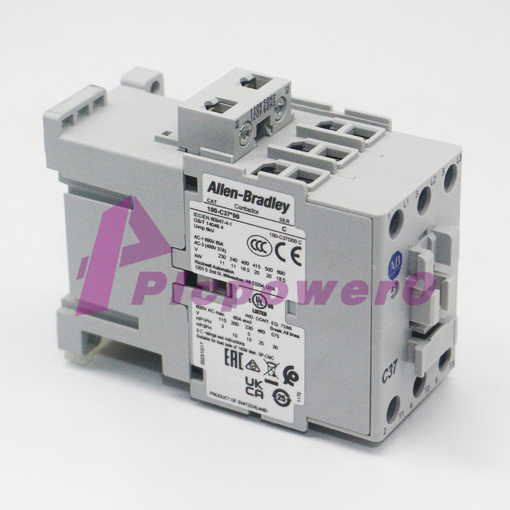 New AB 100-C37D00 Contactor 3 N.O MAIN POLES 1 N.O AUX CONT 120V 60HZ/110V 50HZ