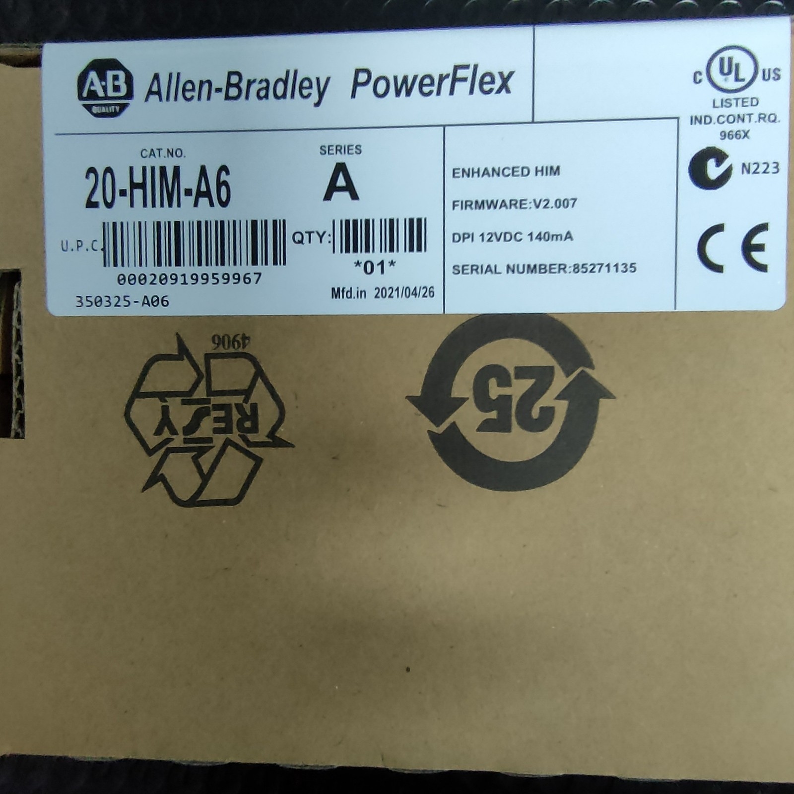 AB 20-HIM-A6 PoweFlex Enhanced HIM FW V2.007 12VFC New Sealed US Free Tax
