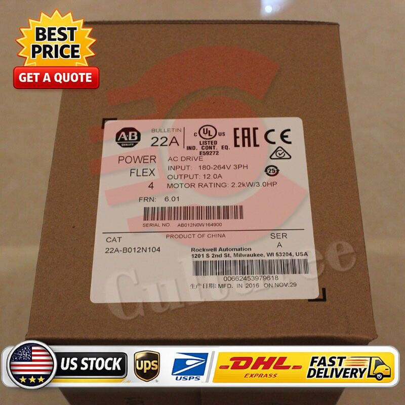 New AB 22A-B012N104 PowerFlex 4 2.2 kW 3 HP AC Drive 22AB012N104 US Free Tax