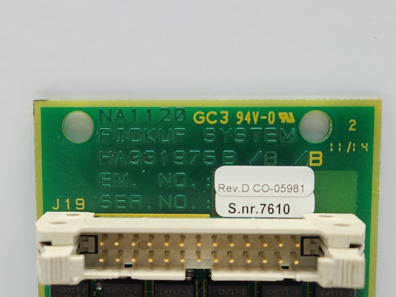 NORCONTROL NA1120 PICKUP SYSTEM PCB CARD HA331975B/B/B