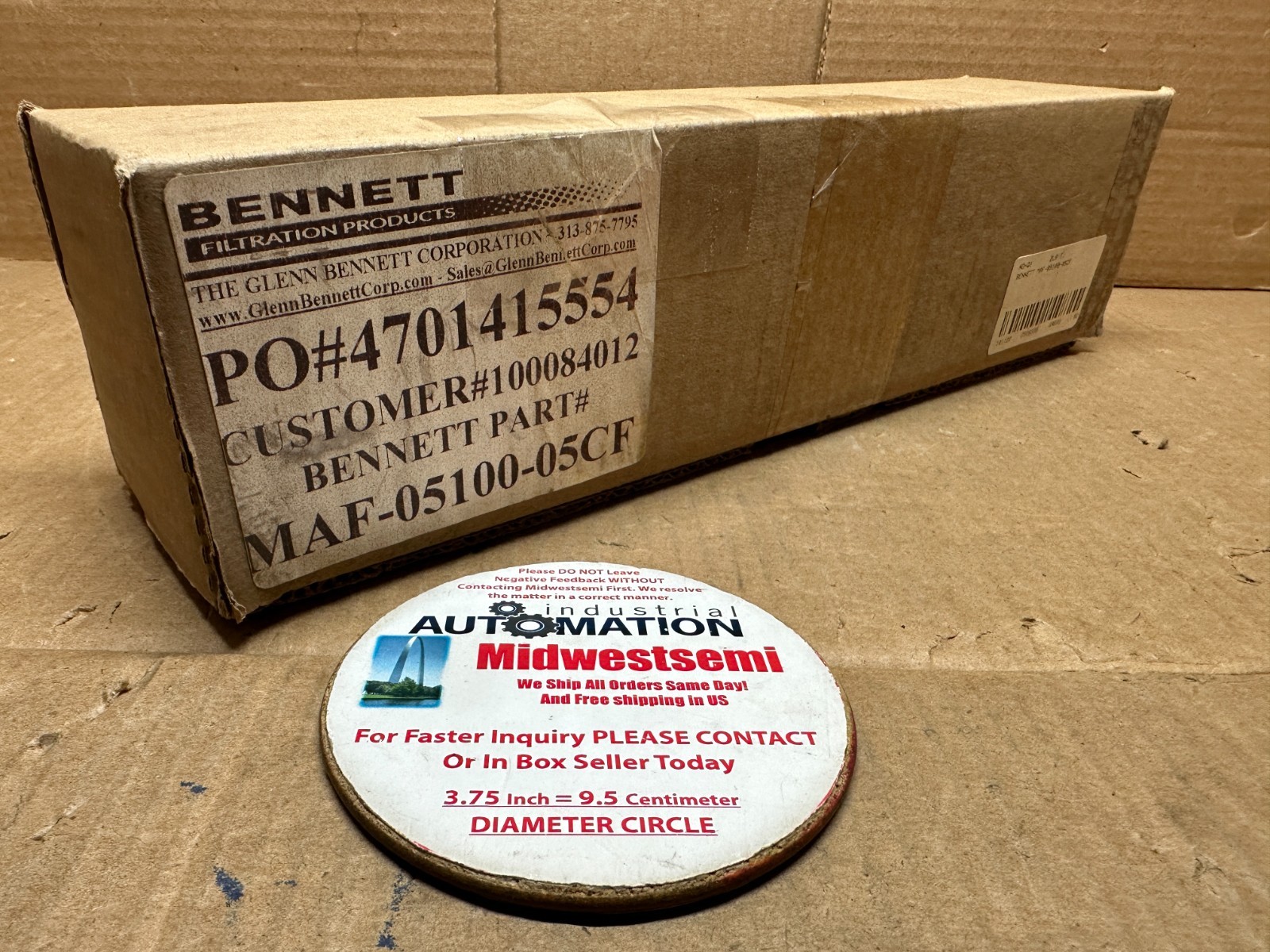 NEW BENNETT MAF-05100-05CF 1/2IN NPT PNEUMATIC FILTER ID: MAF028 SHIPS SAME DAY