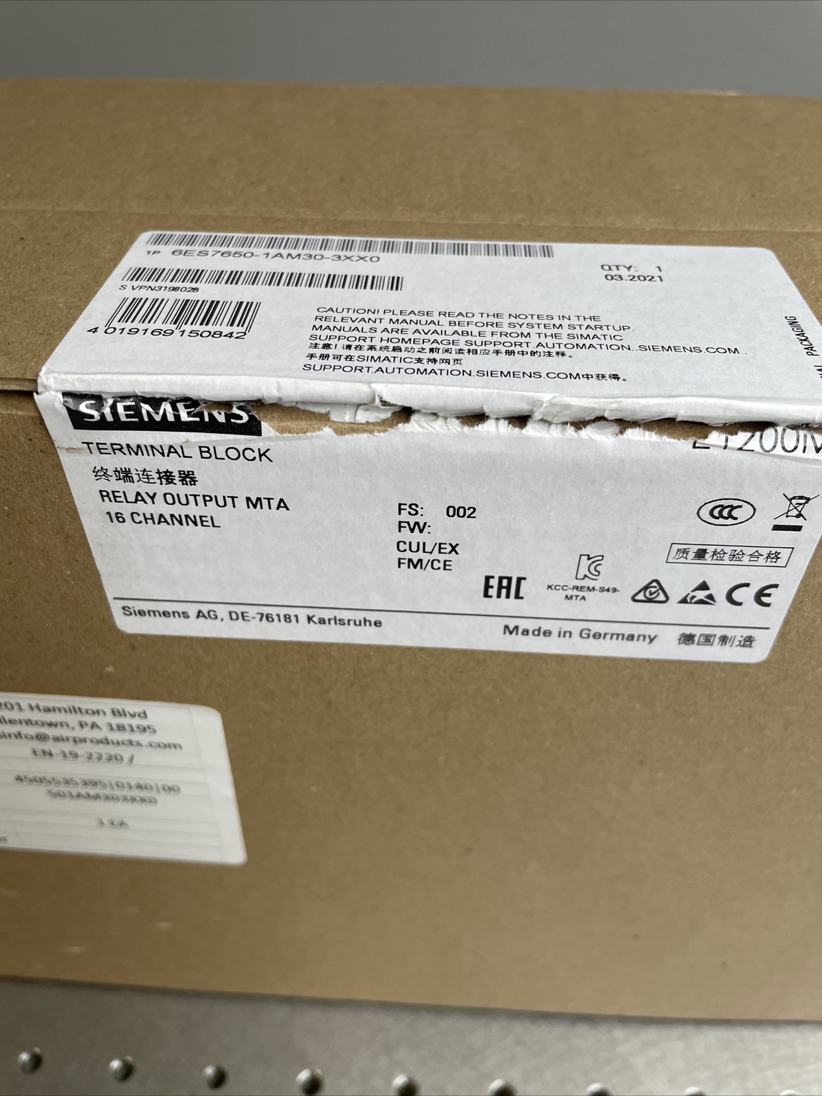 Siemens ET200M Terminal block / 6Es7650-1AM30-3XX0