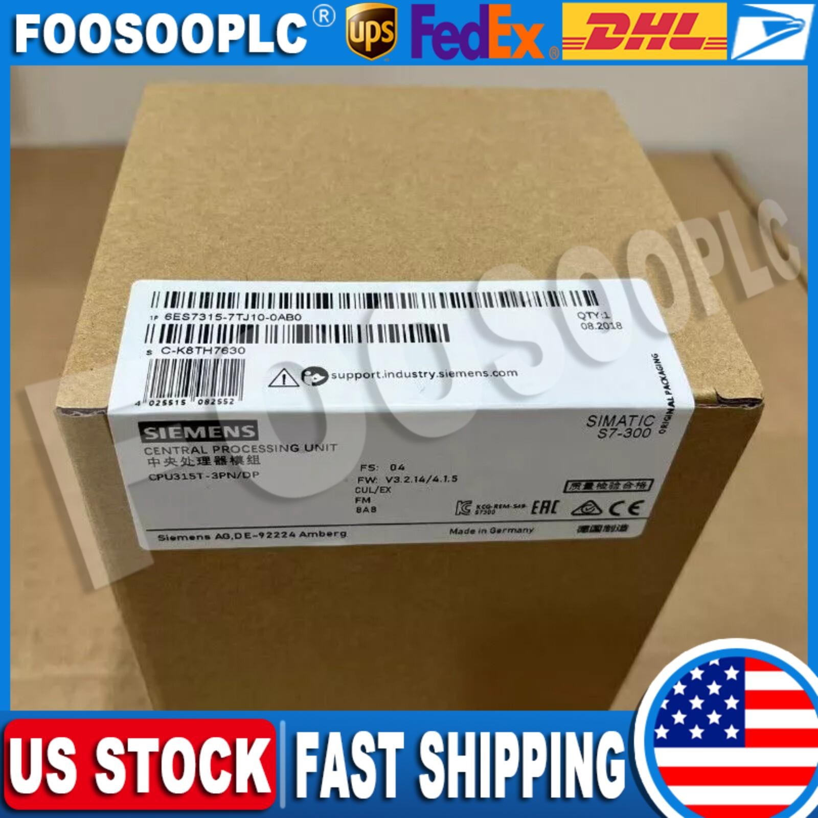 New Siemens S7-300 CPU 315T-3 PN/DP 6ES7315-7TJ10-0AB0 6ES73157TJ100AB0