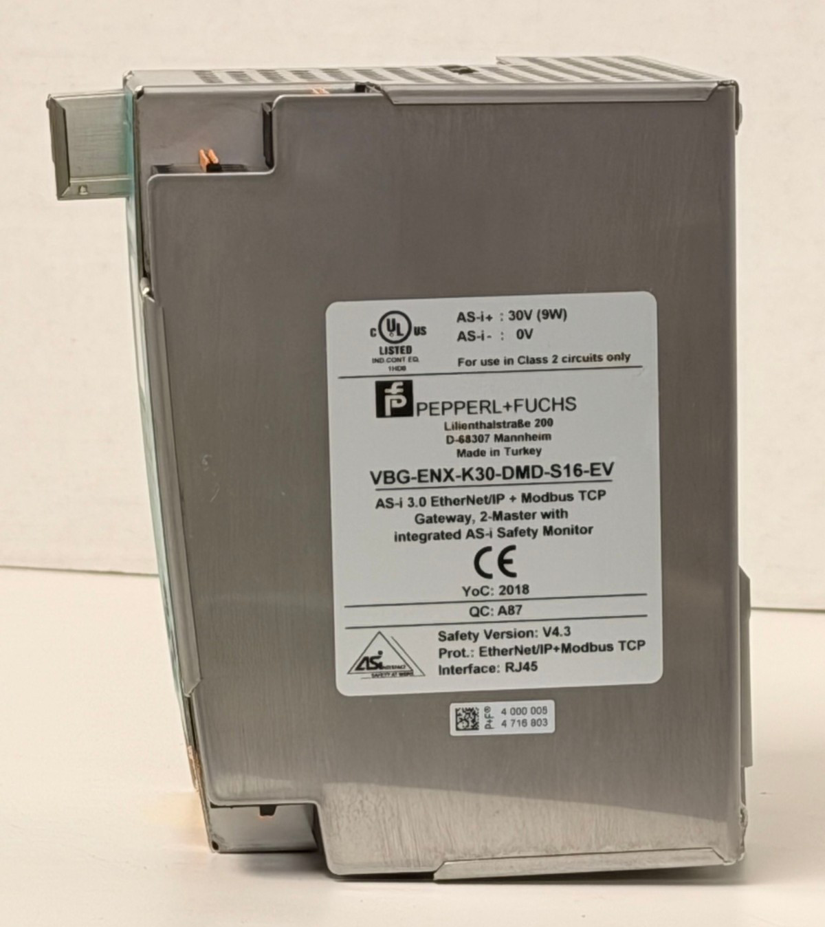 PEPPERL FUCHS VBG-ENX-K30-DMD-S16-EV ASi 3.0 ETHERNET/IP MODBUS TCP GATEWAY 2018