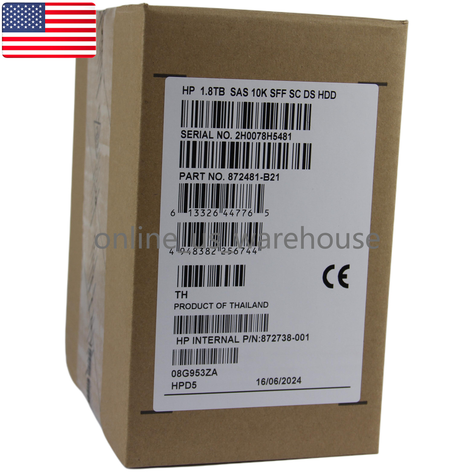 HPE 872481-B21 872738-001 1.8TB SAS 10K 12Gb/s 2.5″ 512E HDD Hard Drive New- US