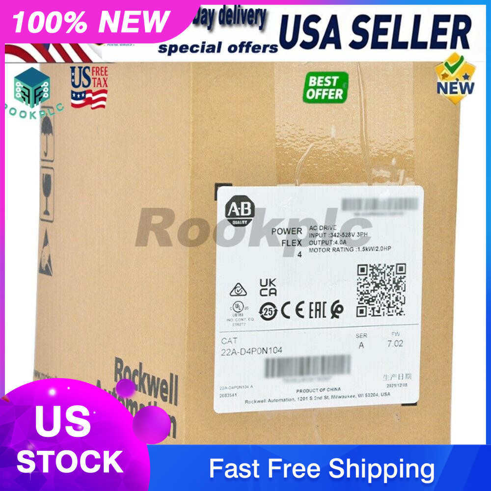 New Allen Bradley 22A-D4P0N104 AB 22AD4P0N104 PowerFlex 4 1.5 kW 2 HP AC Drive