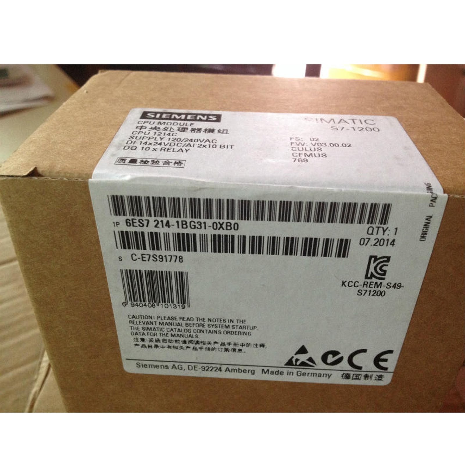 SIEMENS New 6ES7 214-1BG31-0XB0 6ES7214-1BG31-0XB0 PLC free shipping
