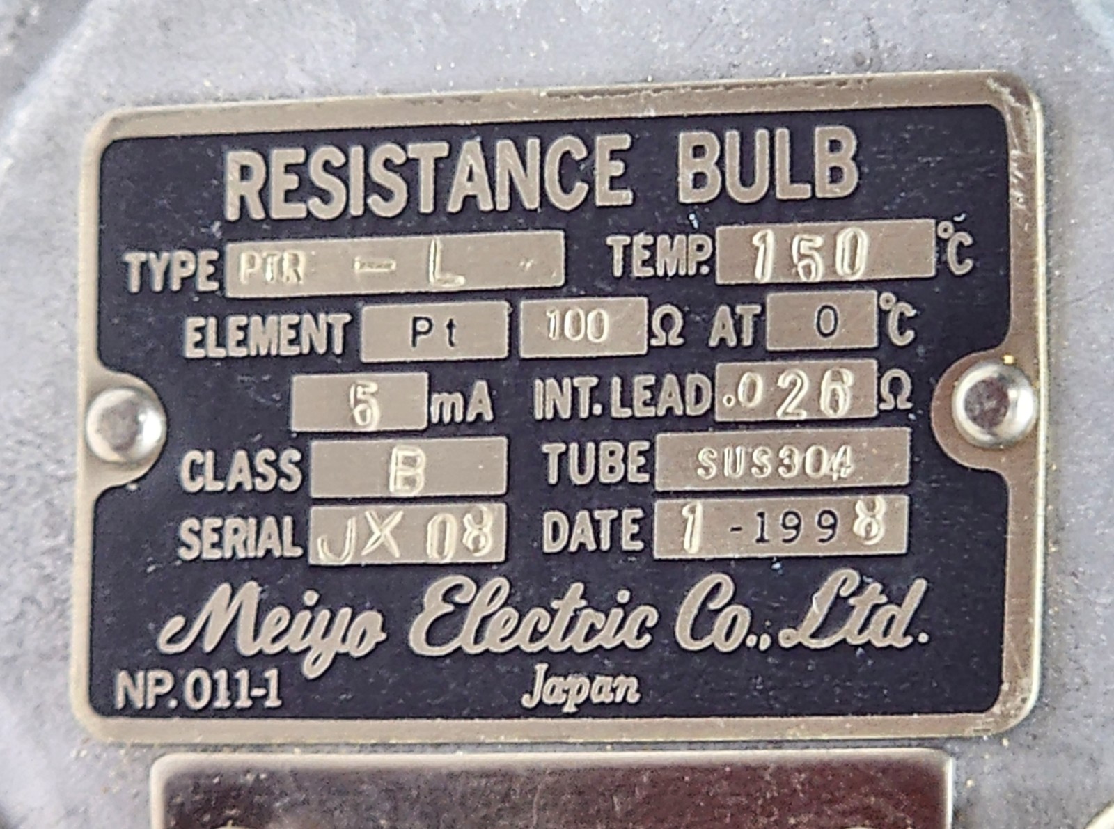 Meiyo Electric PTR-L Resistance Bulb 150°C Pt100Ω L100 D12