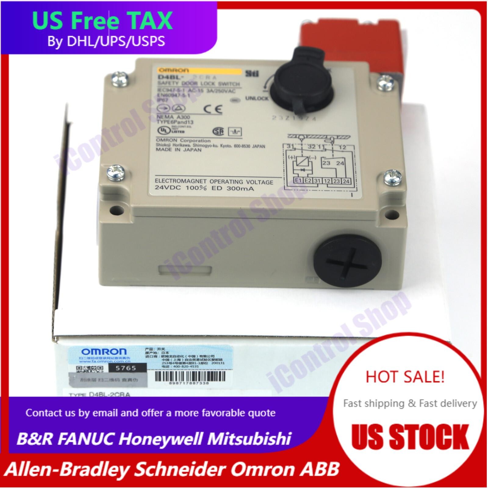 1PC Omron D4BL-2CRA D4BL2CRA Guard Lock Safety-Door Switch US Free TAX
