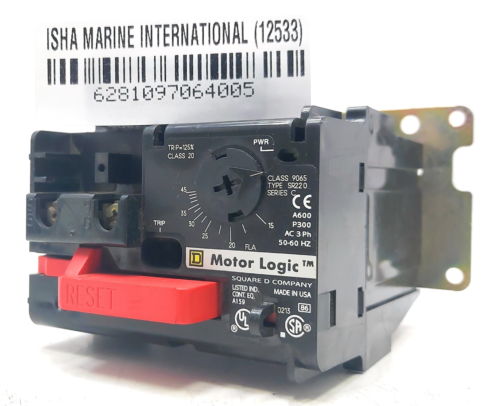 Schneider Electric Motor Logic Class 9065 SR220 Overload Relay