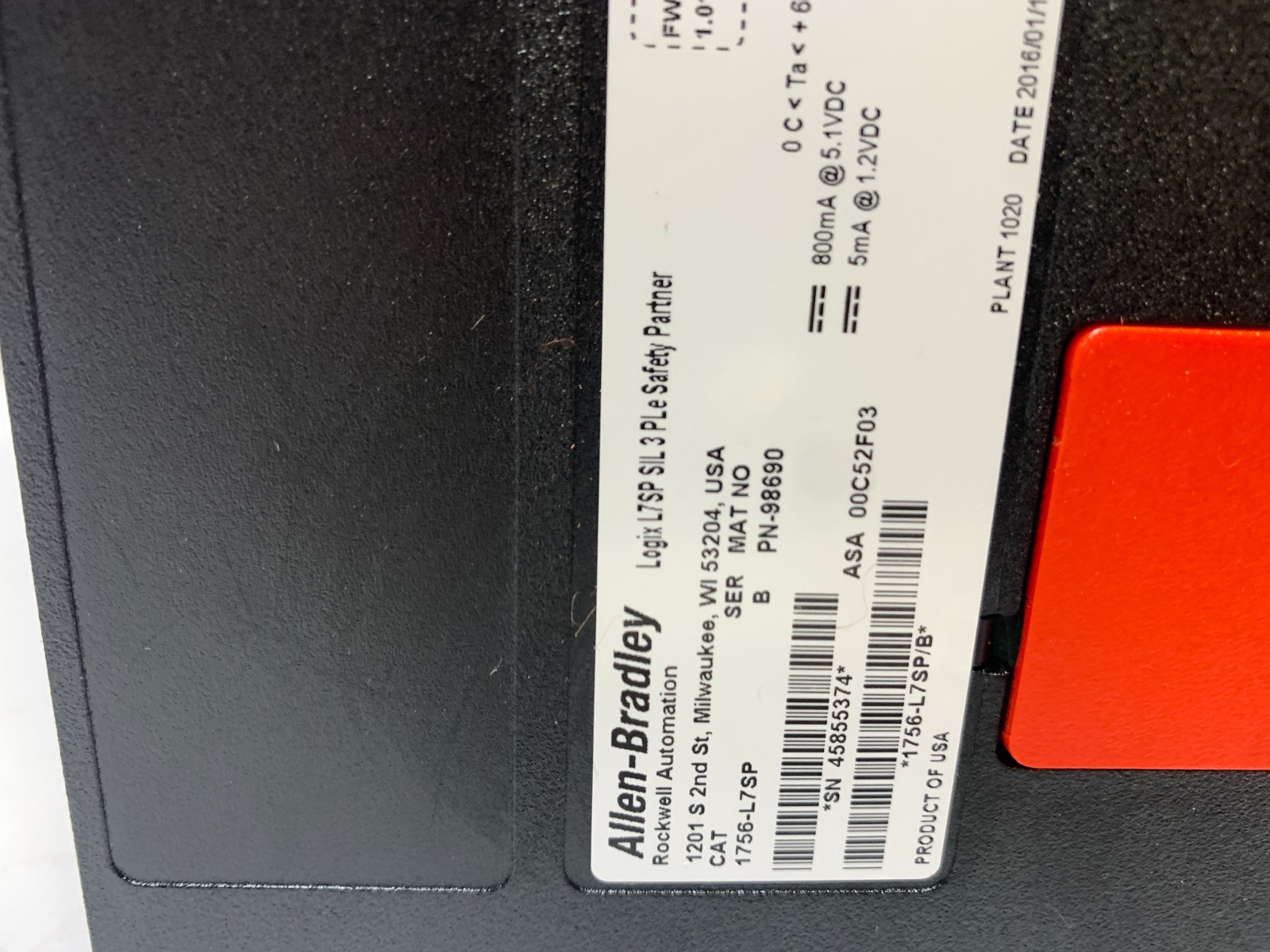 Nice! Allen-Bradley 1756-L7SP ControlLogix GuardLogix Safety Partner Controller