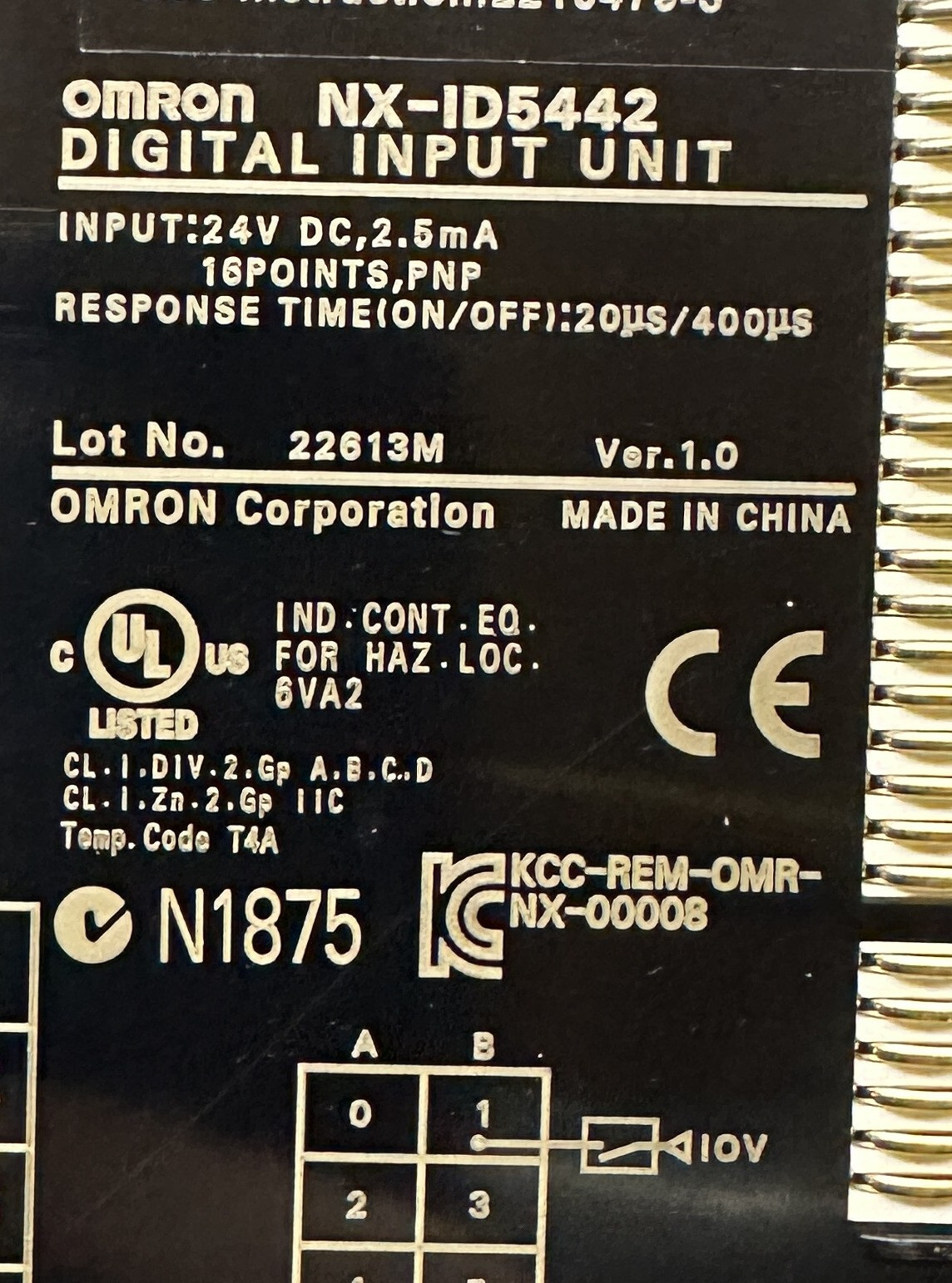 Omron NX-ID5442 Digital Input Unit 24VDC 2.5mA ID5442