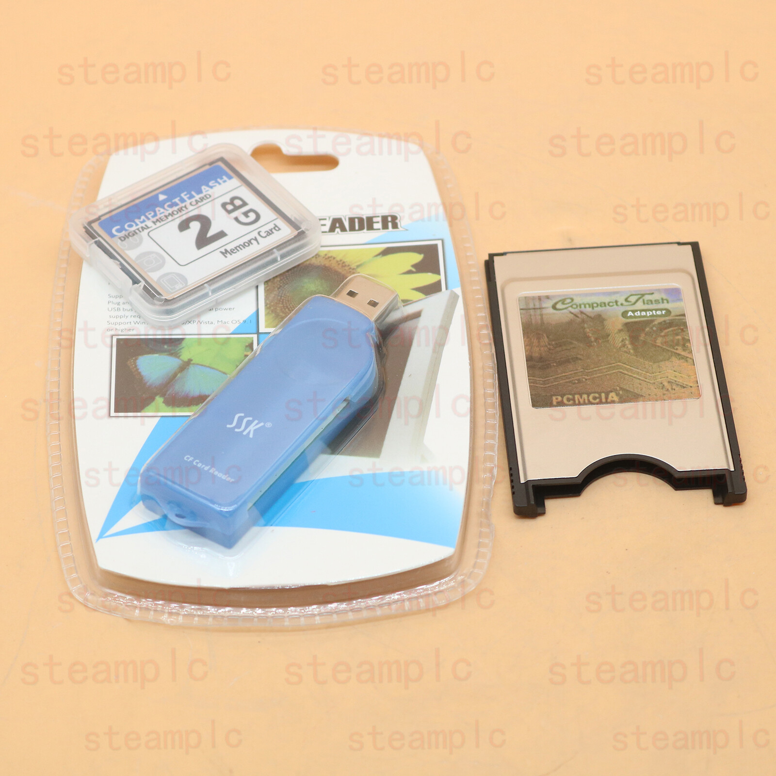 NEW reader 2GB CF Compact Flash card+CF-PCMCIA Adapter+SSK USB2.0 FANUC Parts